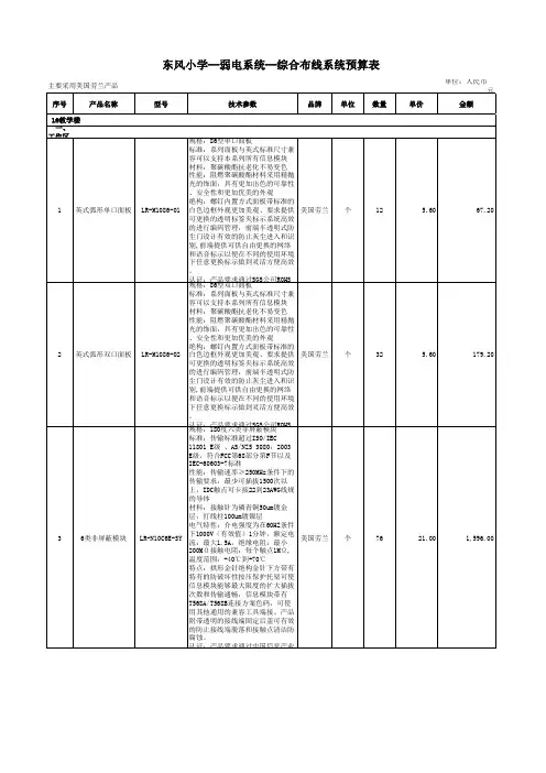 小学智能化系统预算清单