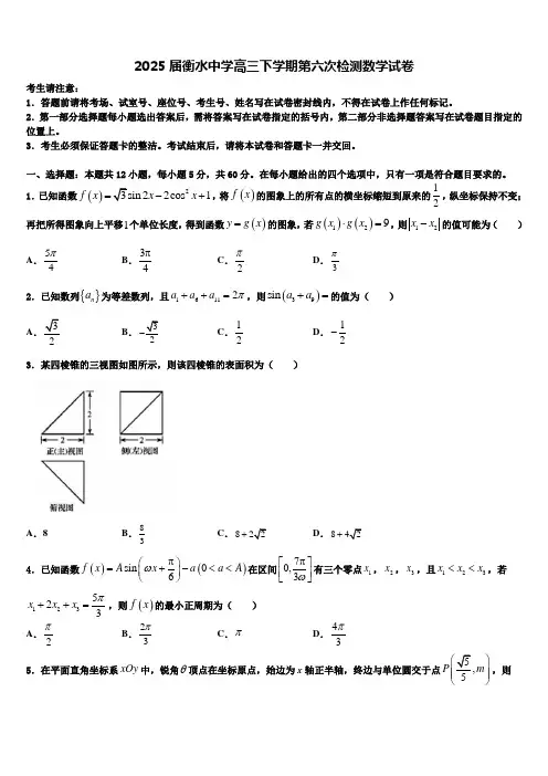 2025届衡水中学高三下学期第六次检测数学试卷含解析