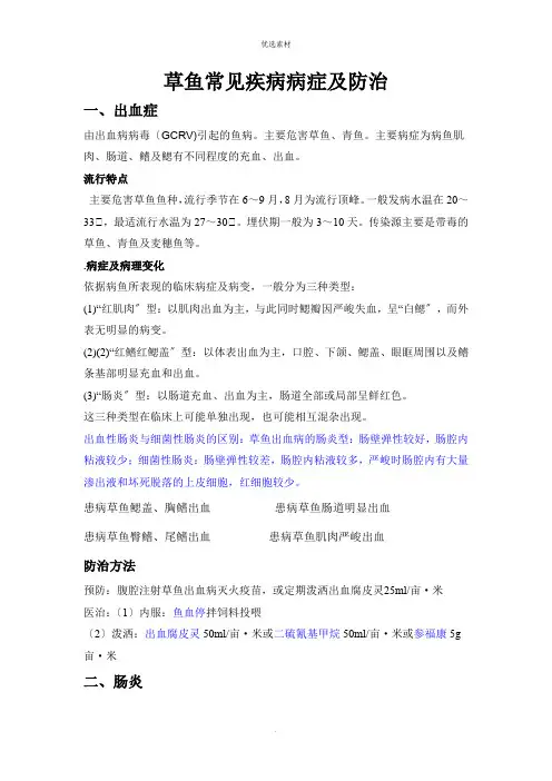 草鱼常见疾病及防治