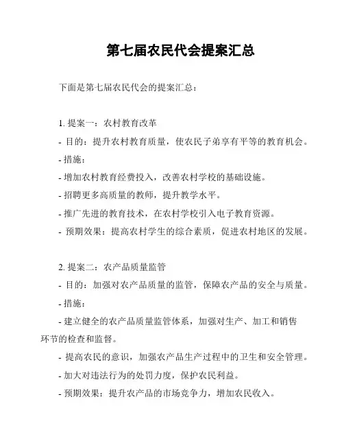 第七届农民代会提案汇总
