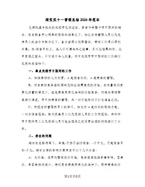 淘宝双十一营销总结2024年范本（三篇）