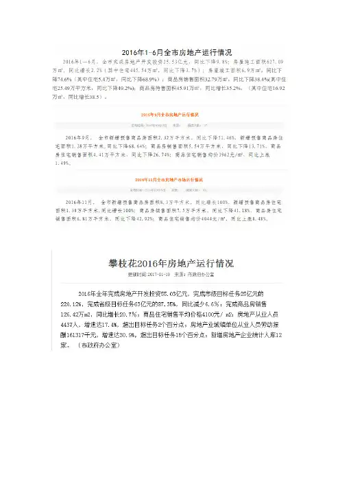 攀枝花房地产市场运行情况