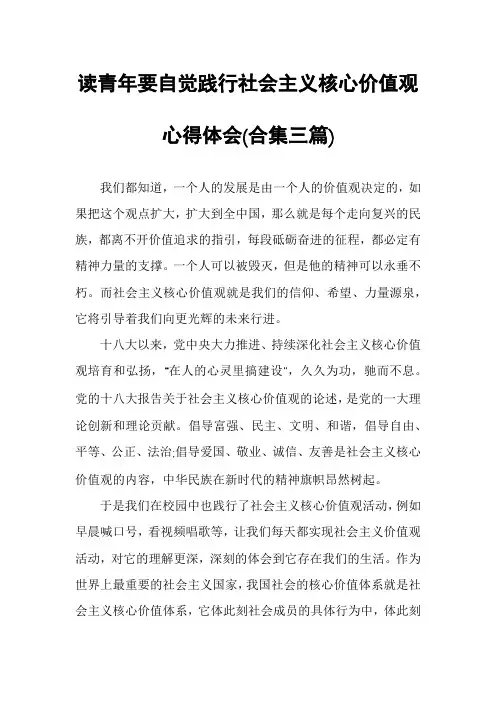 读青年要自觉践行社会主义核心价值观心得体会(合集三篇)