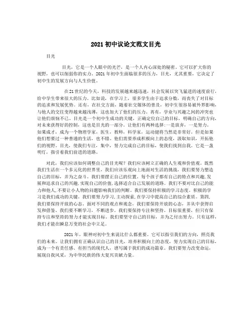 2021初中议论文范文目光