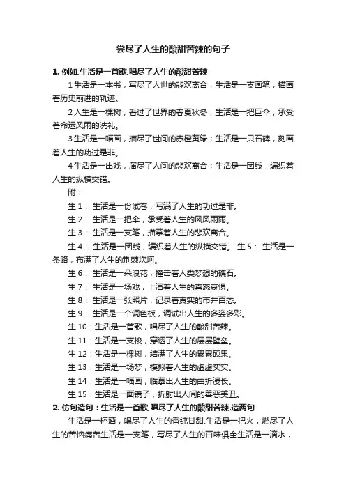 尝尽了人生的酸甜苦辣的句子