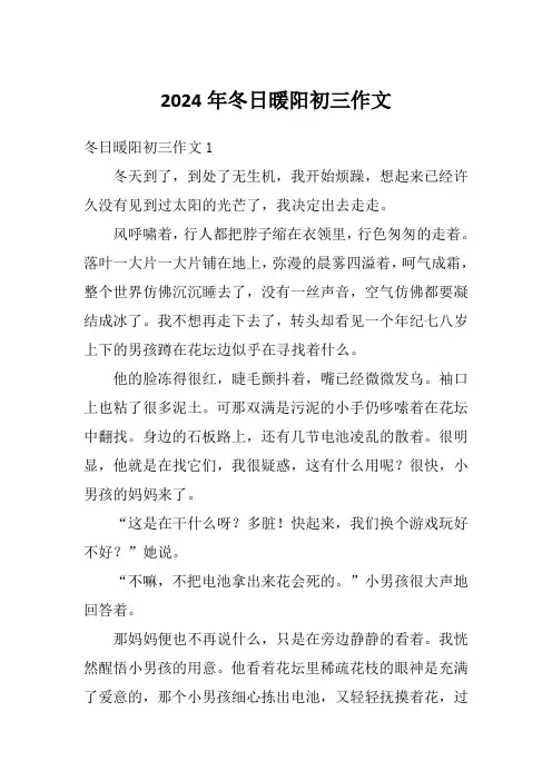 2024年冬日暖阳初三作文