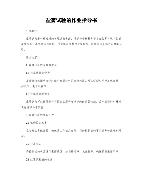 盐雾试验的作业指导书