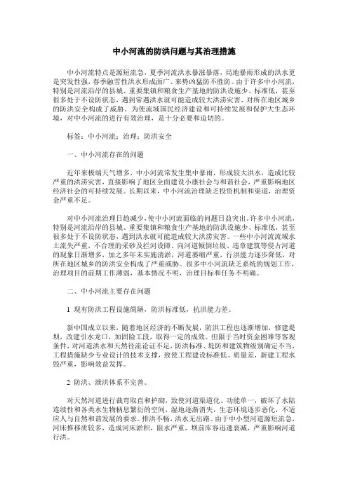 中小河流的防洪问题与其治理措施