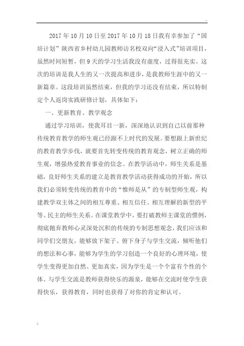 返岗研修计划