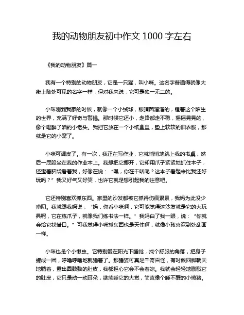 我的动物朋友初中作文1000字左右