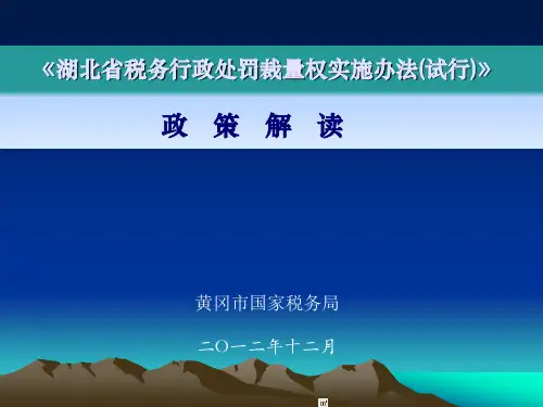 《湖北省税务行政处罚裁量权实施办法(试行)》政策解读