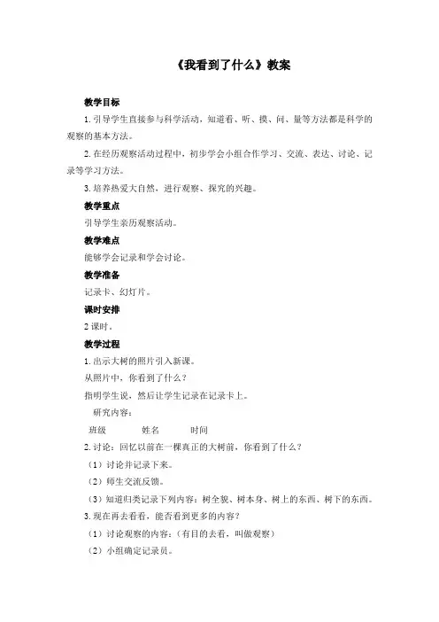 小学科学《我看到了什么》教案(两篇)