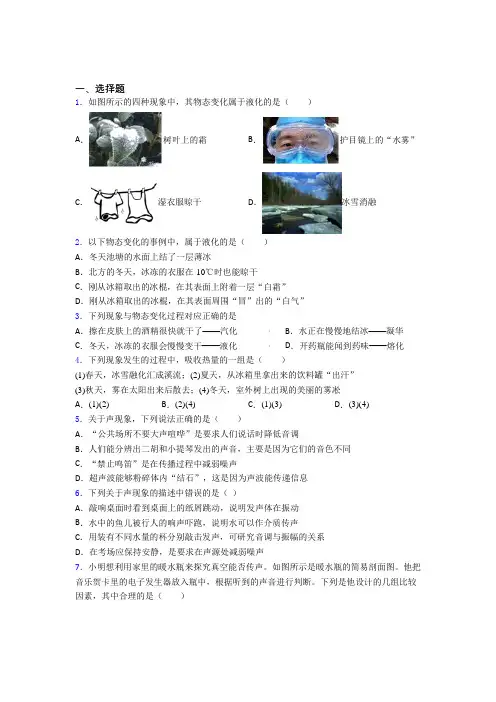 马鞍山市初中物理八年级上册期中检测卷(含答案解析)