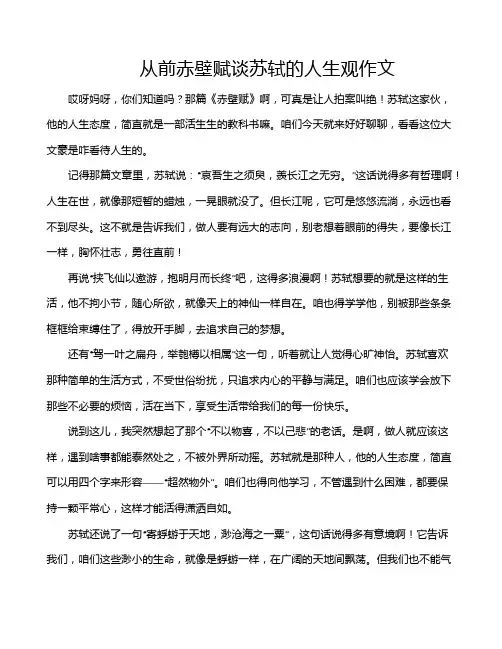 从前赤壁赋谈苏轼的人生观作文