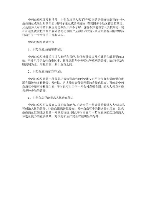 中药白扁豆图片和功效