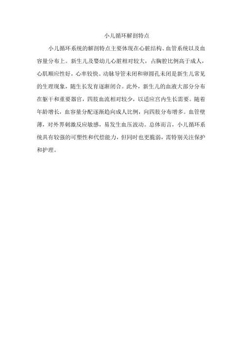 小儿循环解剖特点