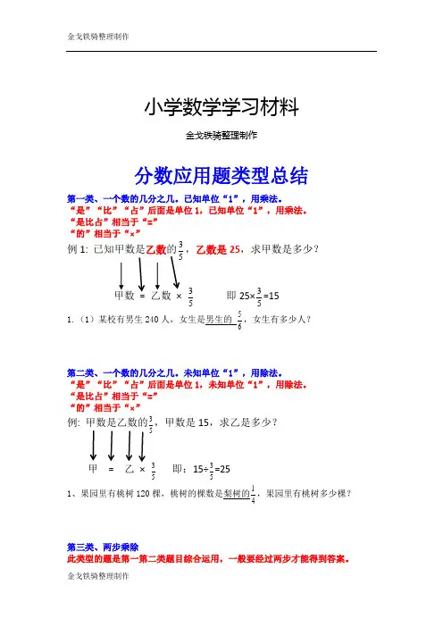 分数应用题类型总结