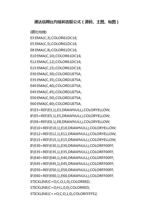 通达信顾比均线和选股公式（源码、主图、贴图）