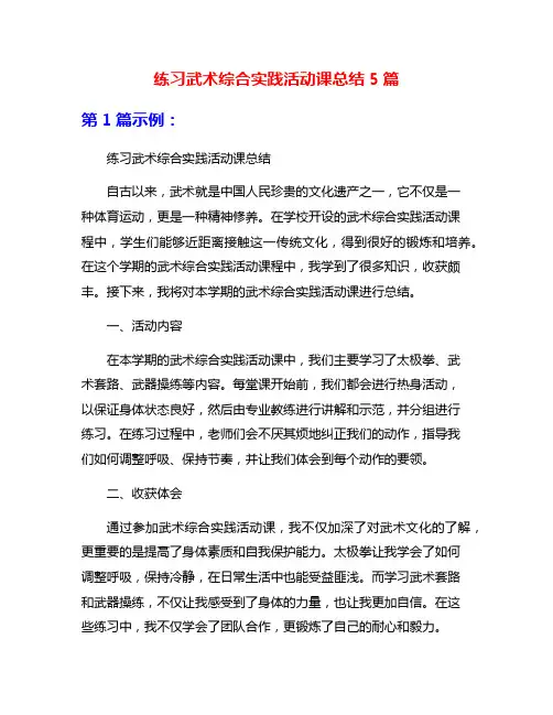 练习武术综合实践活动课总结5篇