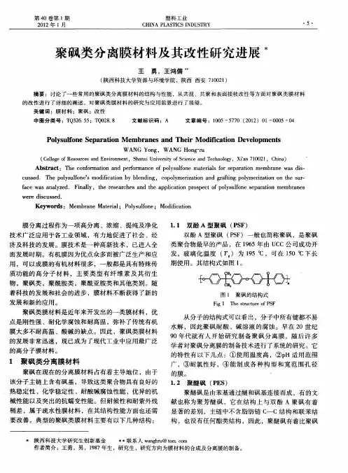 聚砜类分离膜材料及其改性研究进展