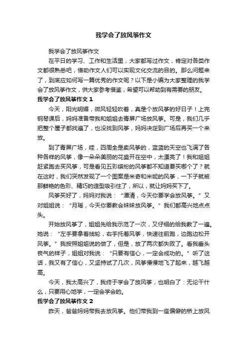 我学会了放风筝作文 2