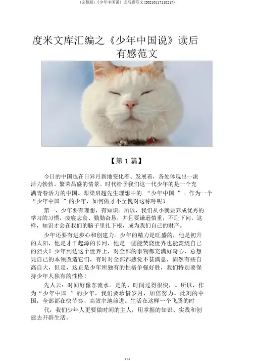 (完整版)《少年中国说》读后感范文(20210117110217)