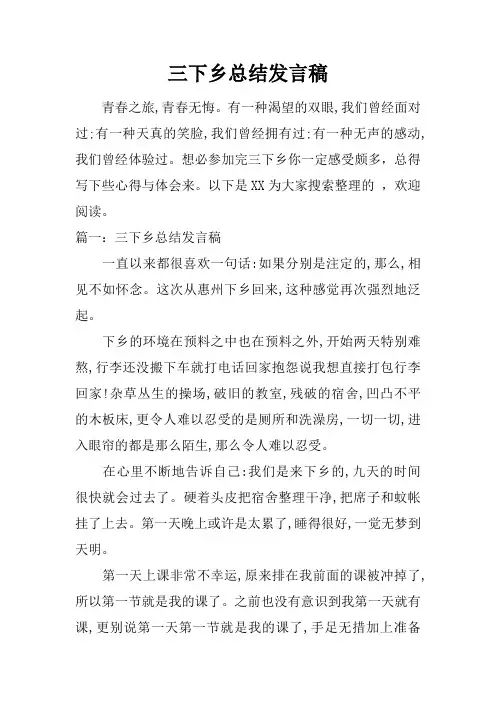 三下乡总结发言稿
