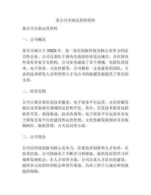 某公司全面运营的资料