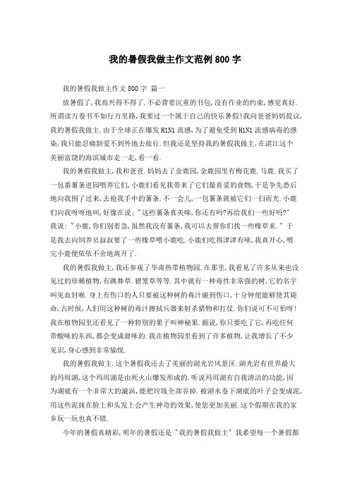 我的暑假我做主作文范例800字