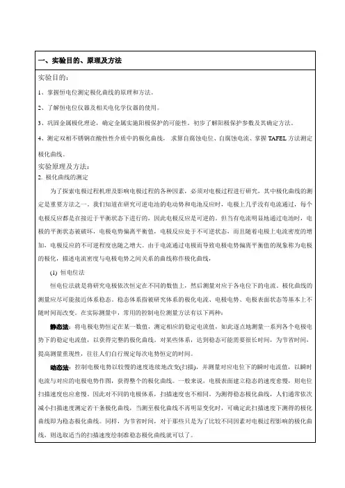 极化曲线-实验报告