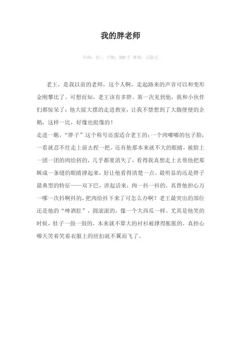我的胖老师300字作文
