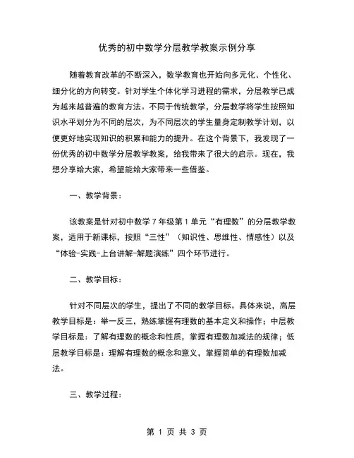 优秀的初中数学分层教学教案示例分享