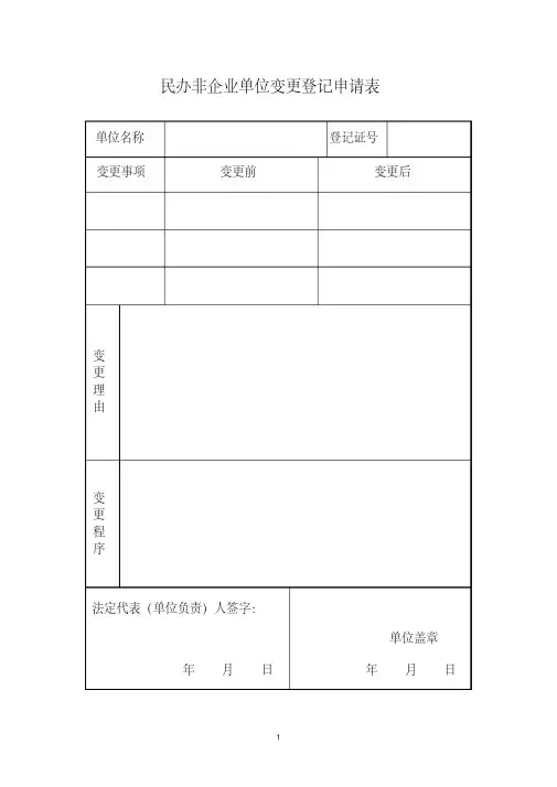民办非企业单位登记证书更换申请表
