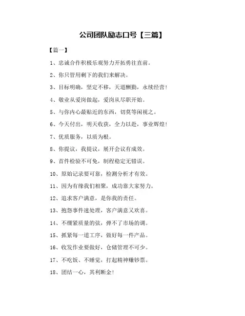 公司团队励志口号【三篇】