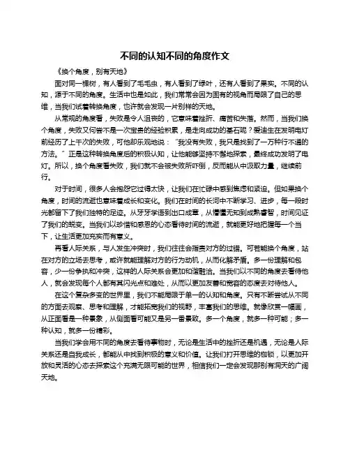 不同的认知不同的角度作文