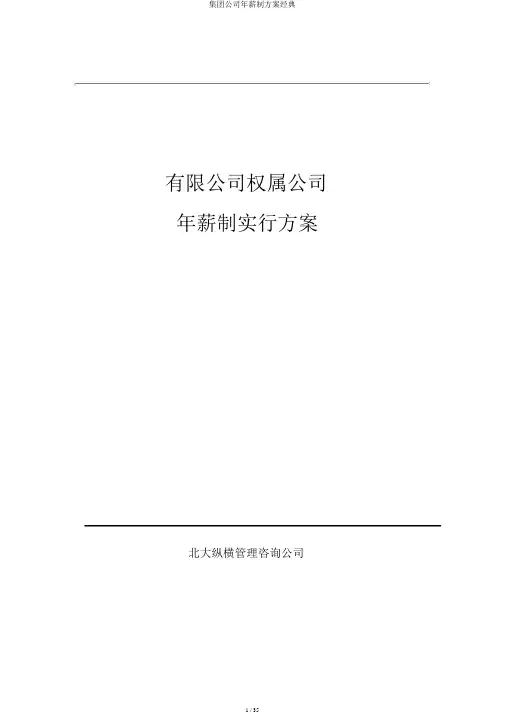 集团公司年薪制方案经典