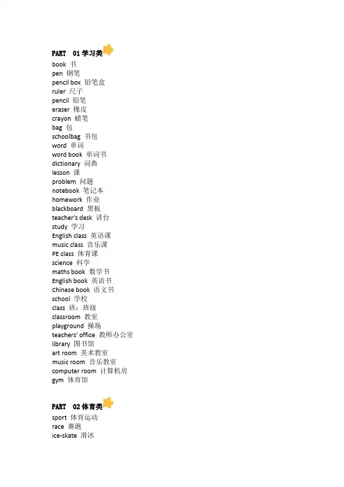 小学1-6年级英语词汇