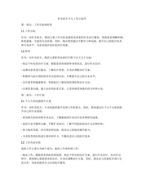 针灸医生个人工作计划书