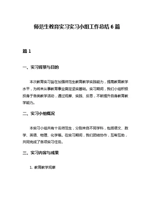 师范生教育实习实习小组工作总结6篇