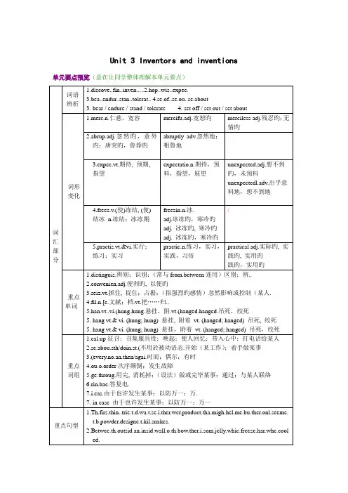 2023年选修八unit3知识点