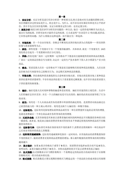 微观经济学名词解释02562