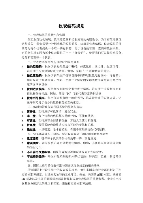 仪表编码规则