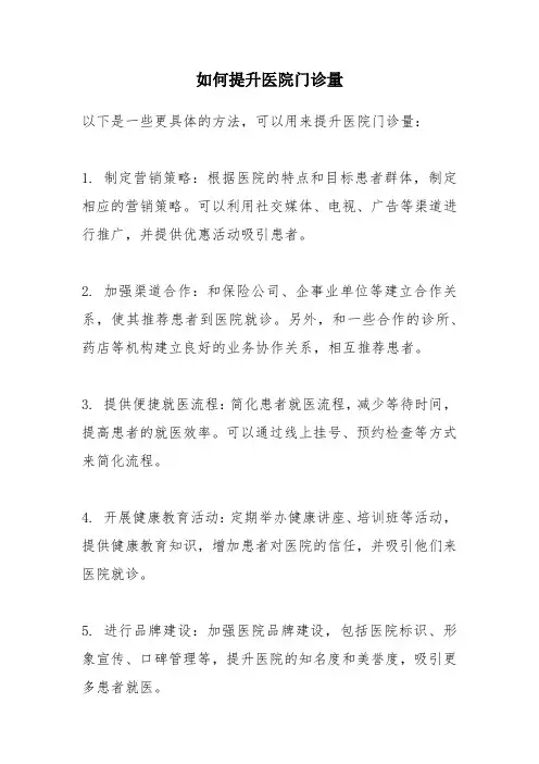 如何提升医院门诊量