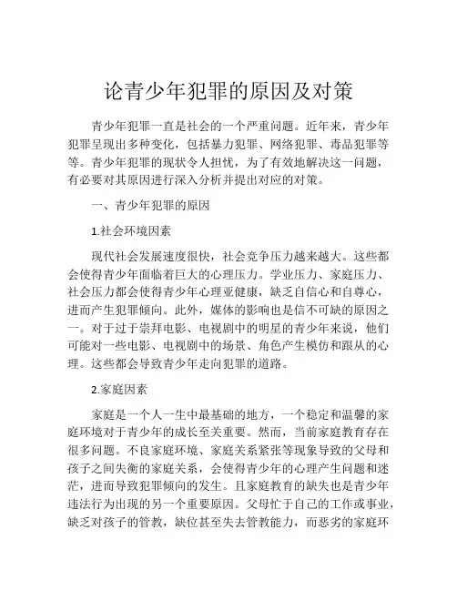 论青少年犯罪的原因及对策