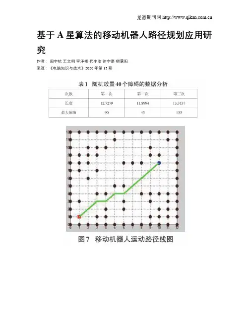 基于A星算法的移动机器人路径规划应用研究