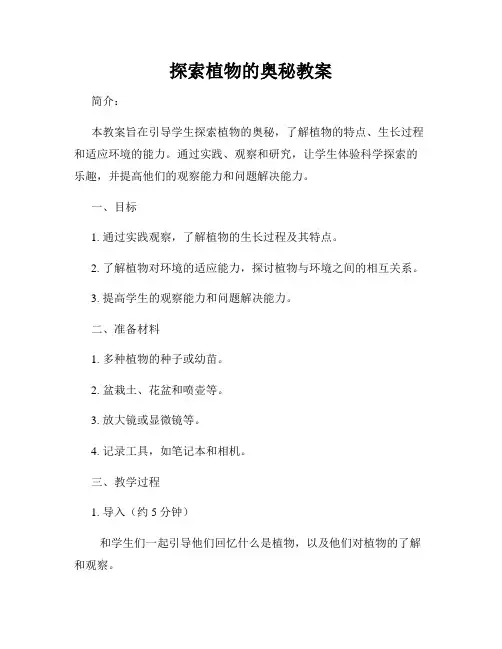 探索植物的奥秘教案