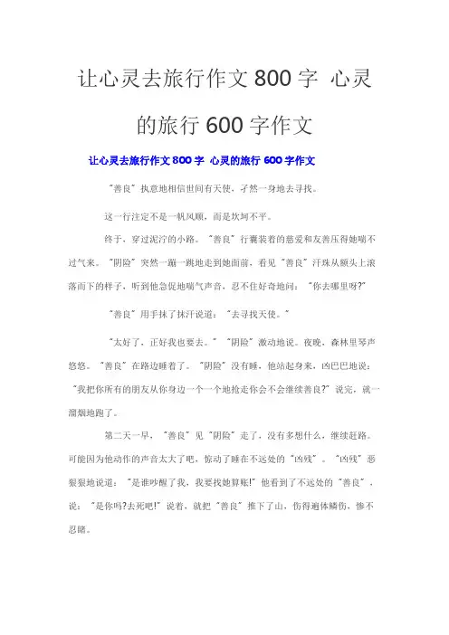 让心灵去旅行作文800字 心灵的旅行600字作文