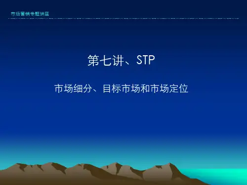STP营销市场细分、目标市场和市场定位