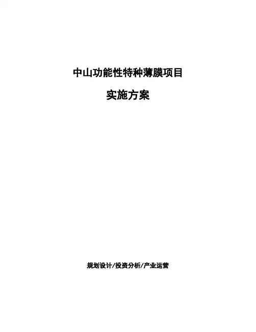 中山功能性特种薄膜项目实施方案