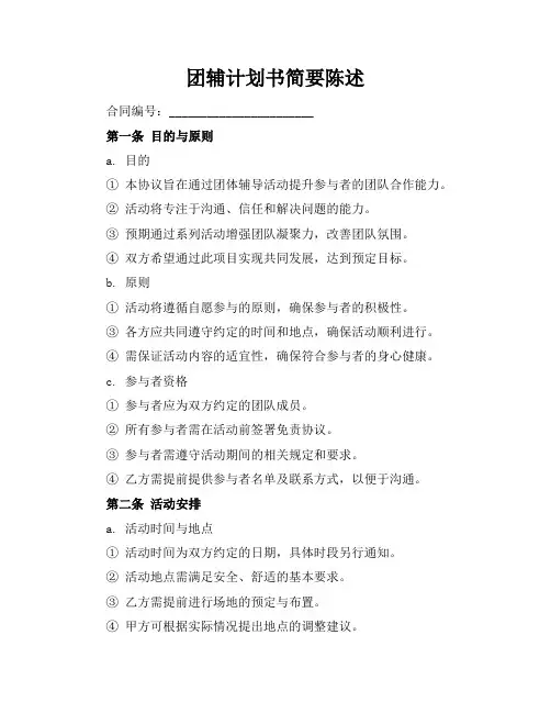 团辅计划书简要陈述